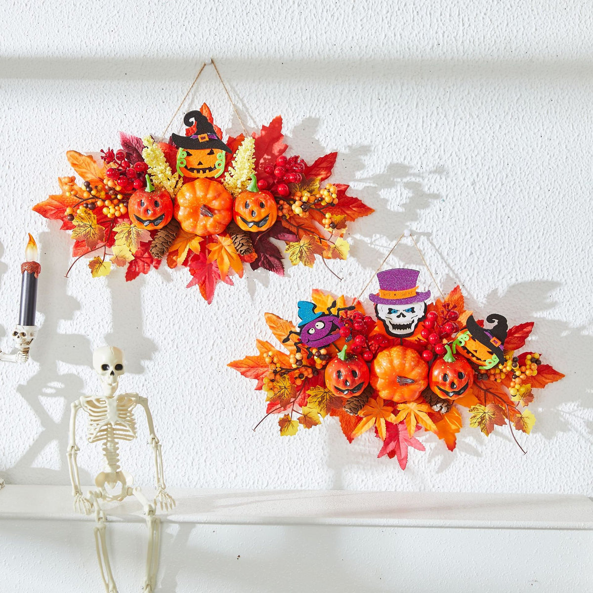 Light-Up Pumpkin Wreath | Premium Halloween Harvest Decor