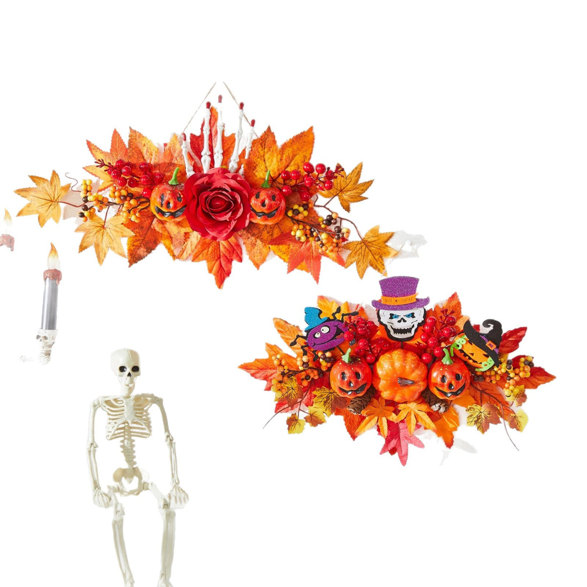 Light-Up Pumpkin Wreath | Premium Halloween Harvest Decor