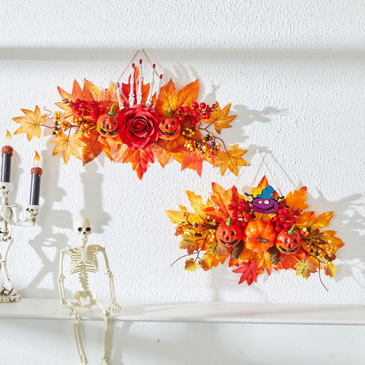 Light-Up Pumpkin Wreath | Premium Halloween Harvest Decor