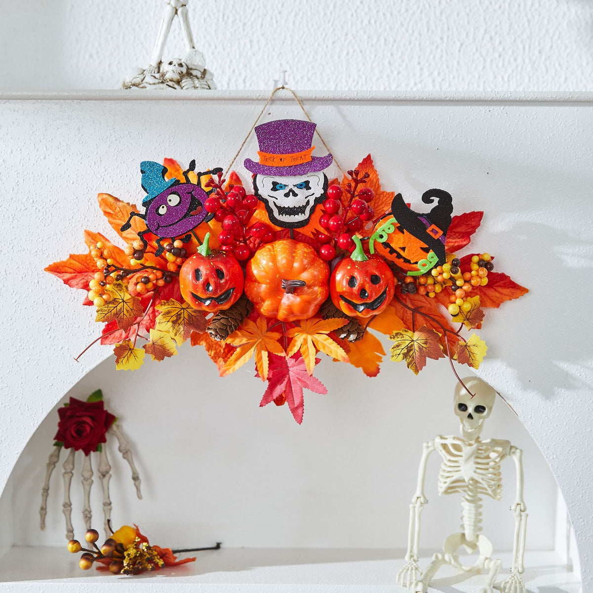 Light-Up Pumpkin Wreath | Premium Halloween Harvest Decor